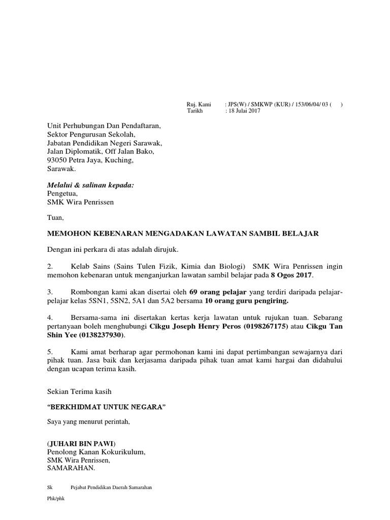 Surat Permohonan Lawatan