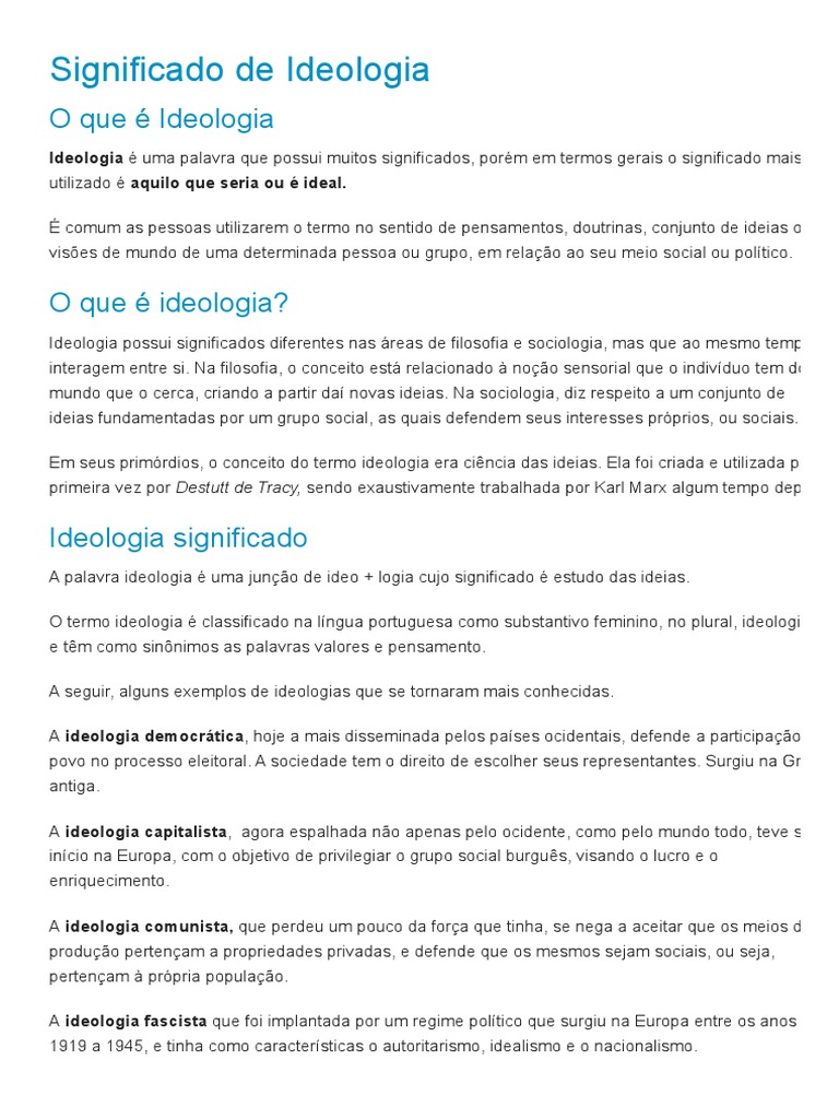 Significado e Tipos de Ideologia | PDF | Ideologias | Karl Marx