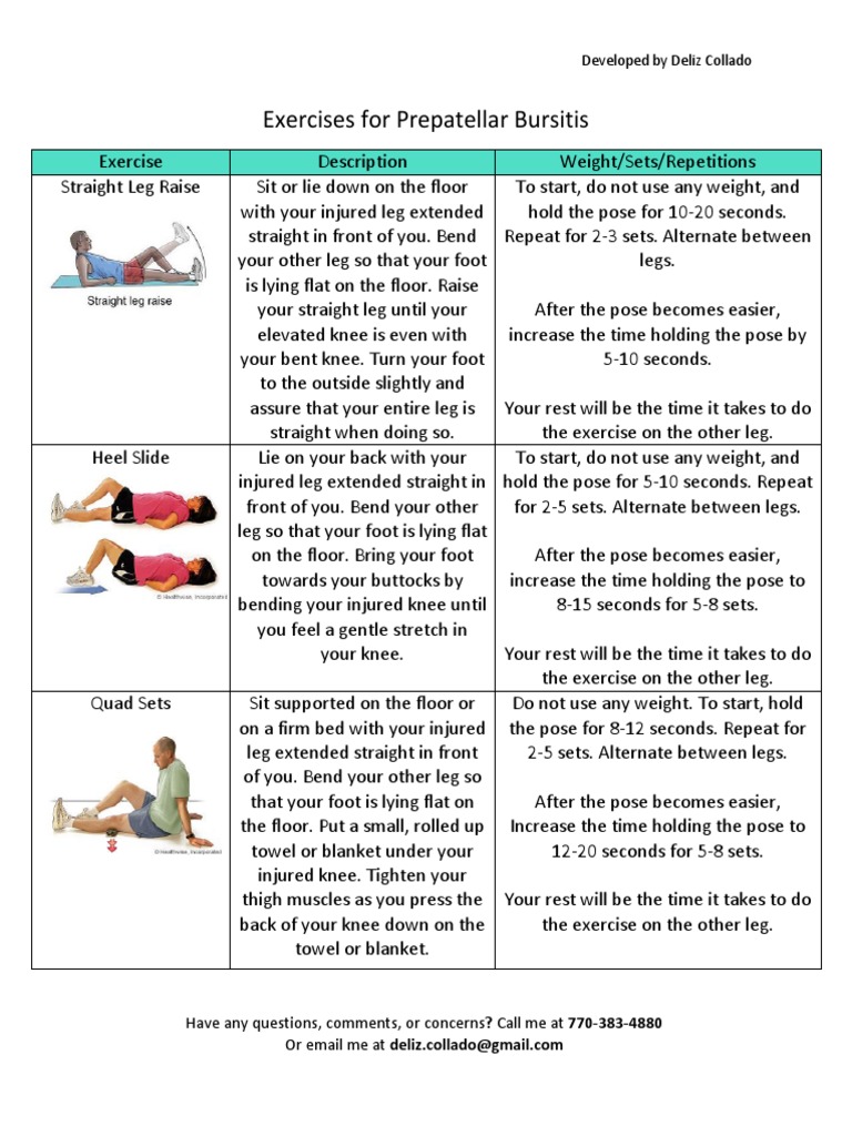 exercises for prepatellar bursitis Foot Knee