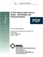 A Thin Silicon Solar Cell On Glass: Cell Design and Process Physics