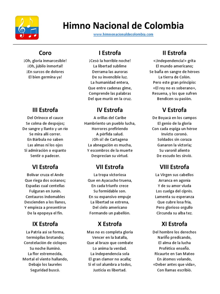 Himno Nacional de Colombia PDF | PDF | Religión y creencia