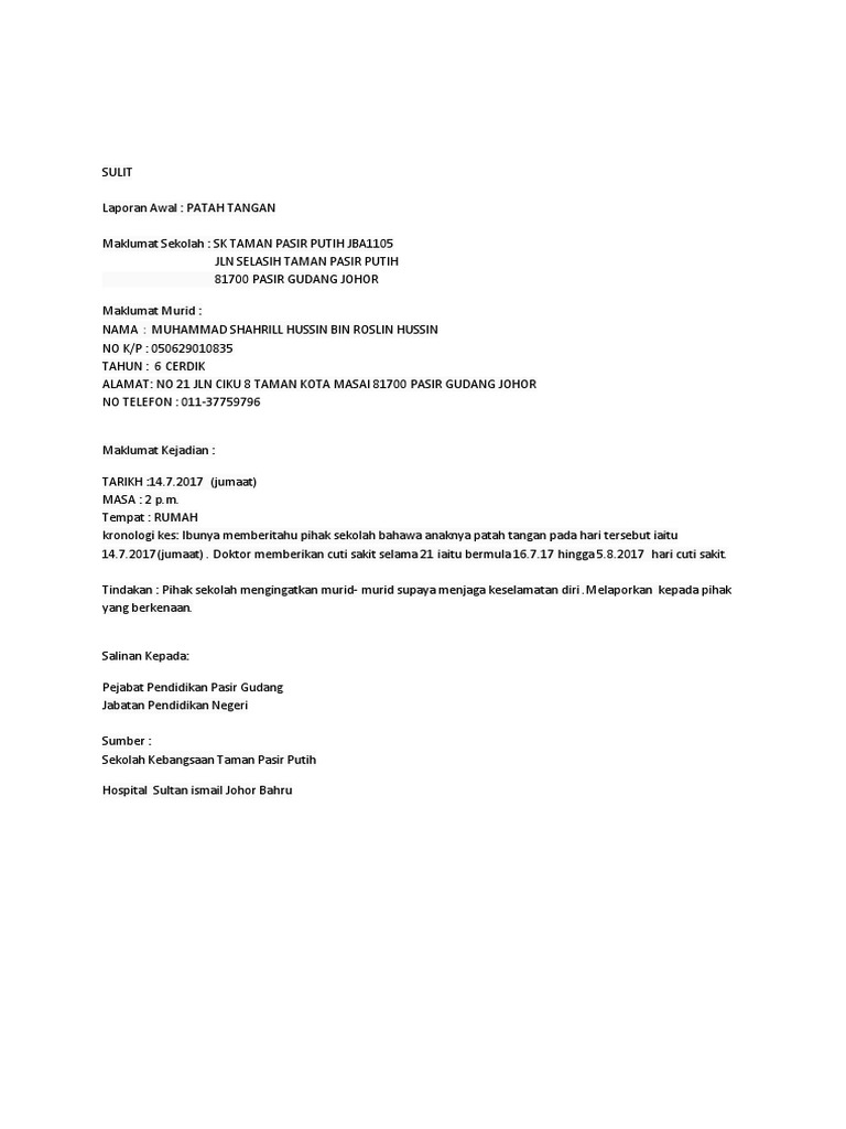 Laporan Patah Tangan Pdf