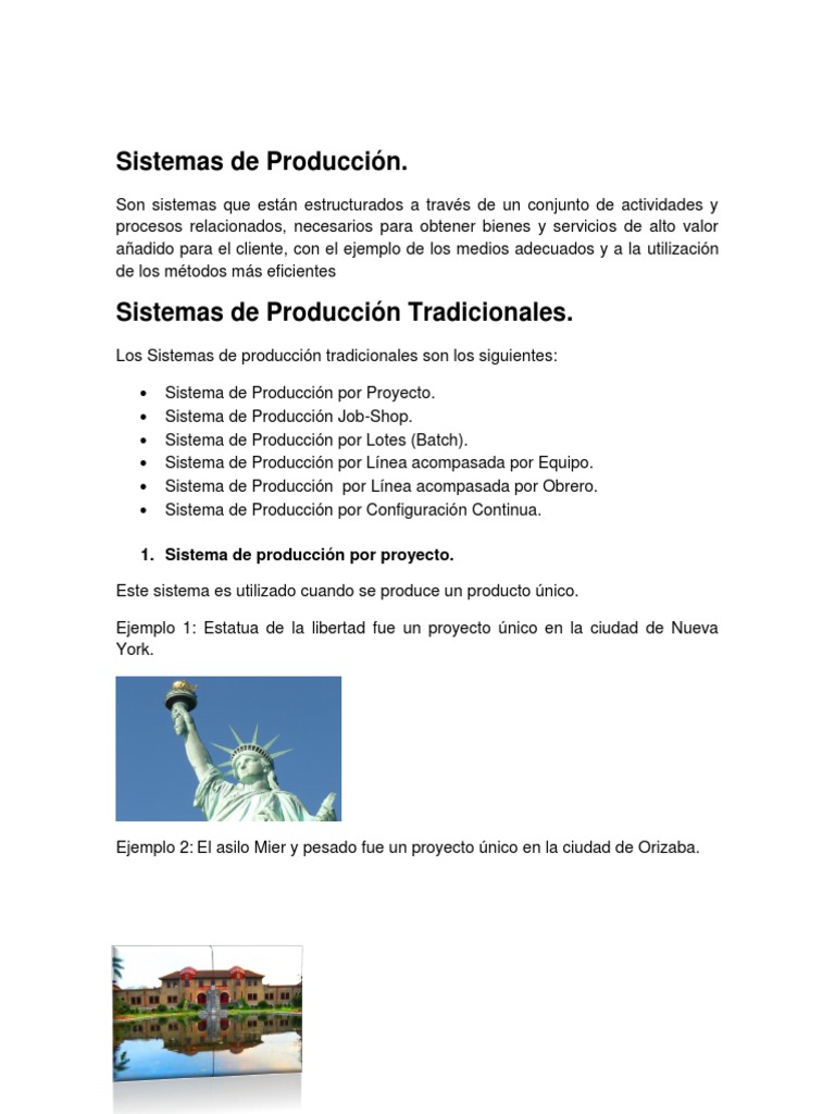 Sistema De Produccion Por Proyecto Ejemplo Colección de