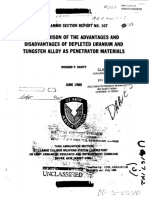 Depleted Uranium Vs Tungsten For Tank Un Ammunition Report No 107 PDF