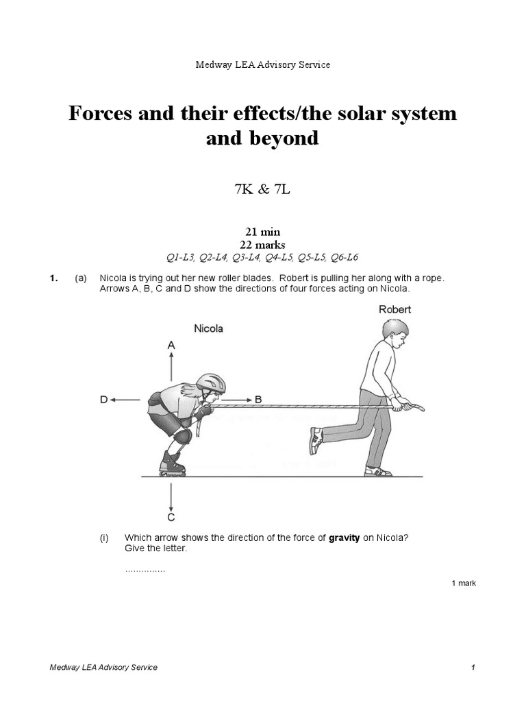 Year 7 Forces And Their Effects The Solar System And