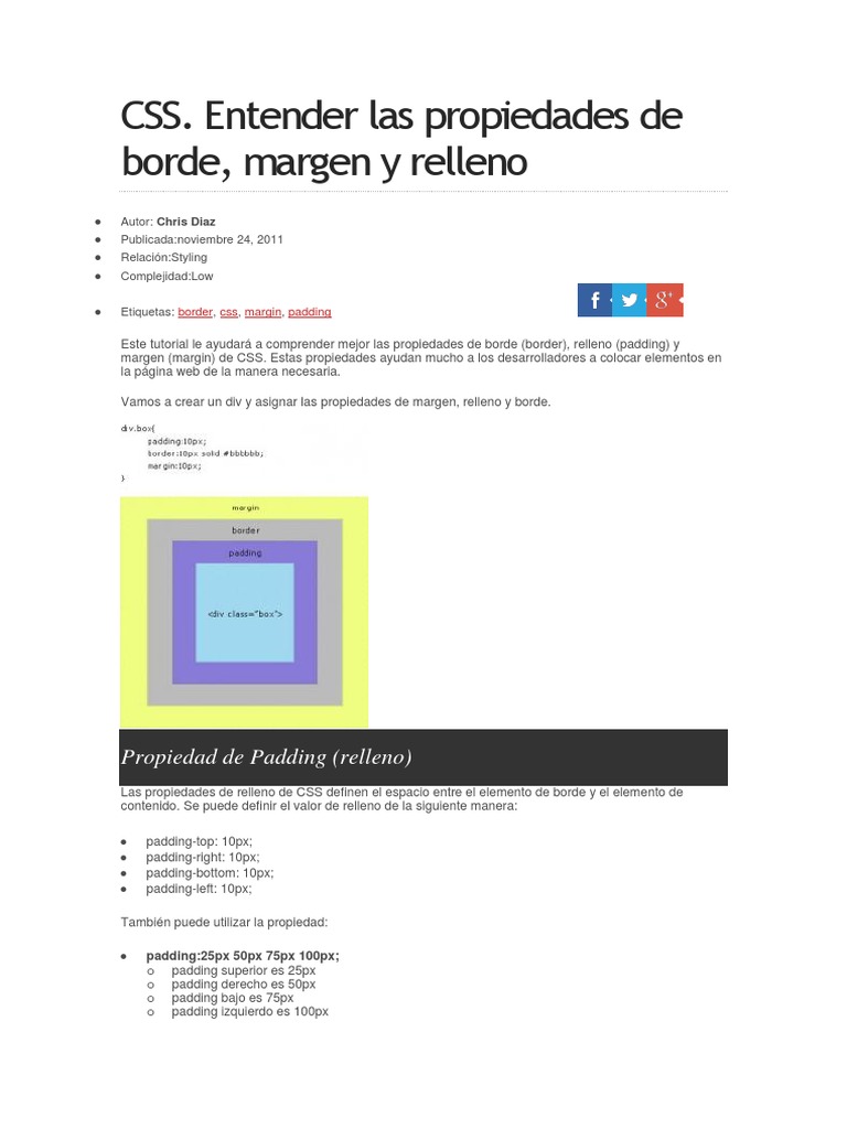 CSS Borde Margen Relleno | PDF | Hojas de estilo en cascada | Informática