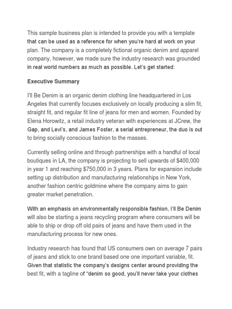 Denim business plan picture