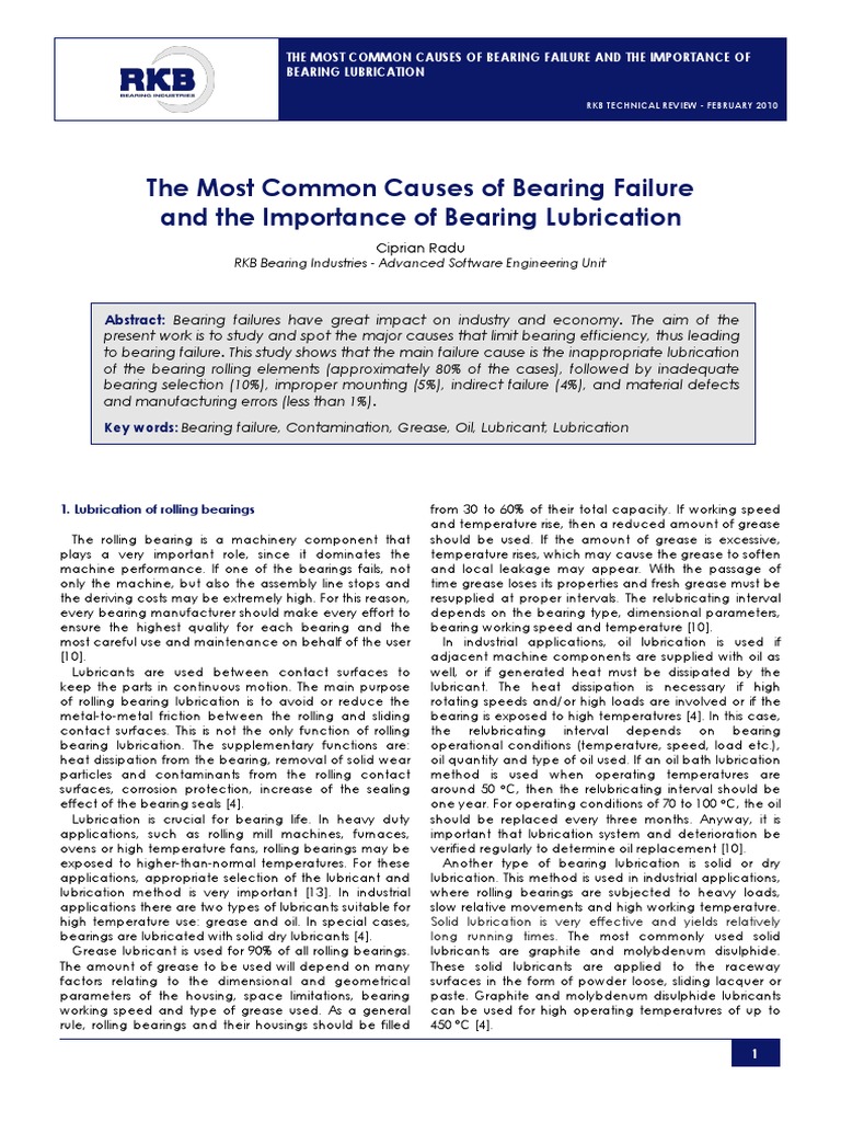 Causes Of Bearing Failures Pdf Pdf Bearing Mechanical Lubricant