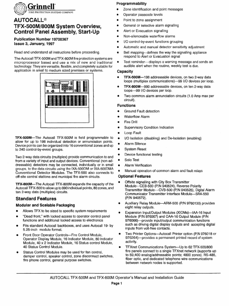 Autocall TFX 500M 800M System Overview Manual | PDF | Input/Output | Relay