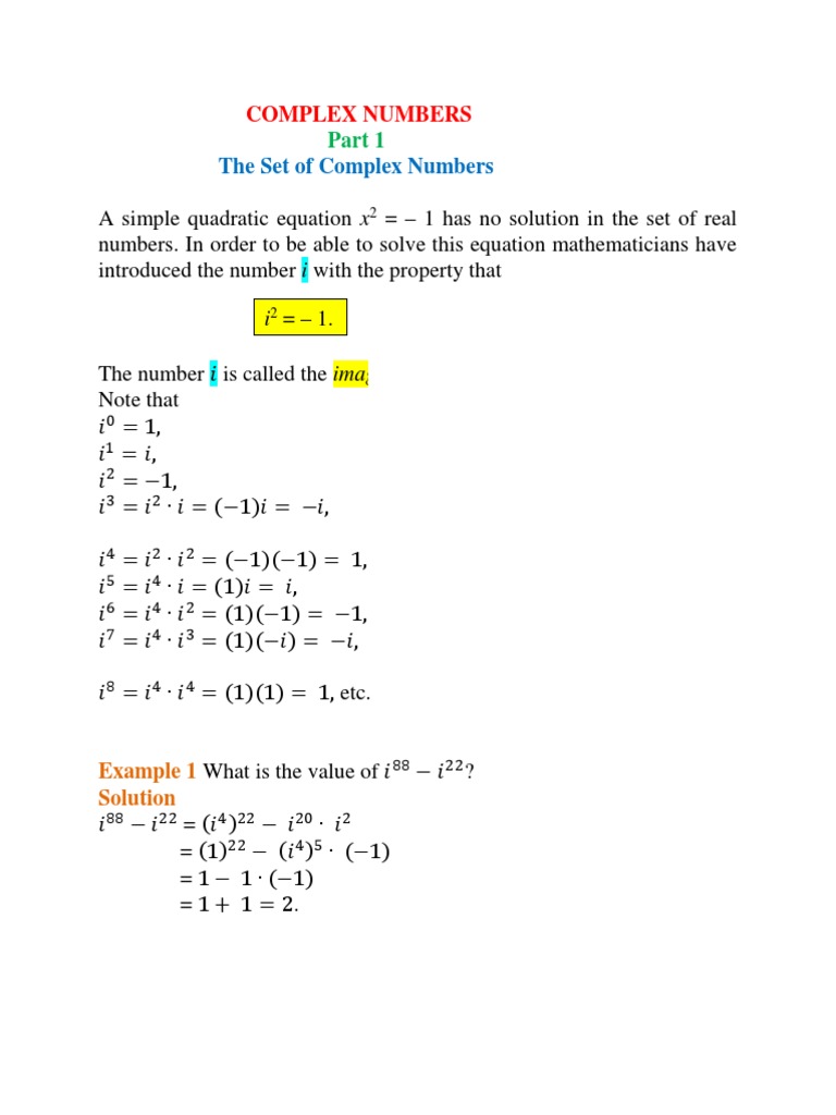 The Set of Complex Numbers