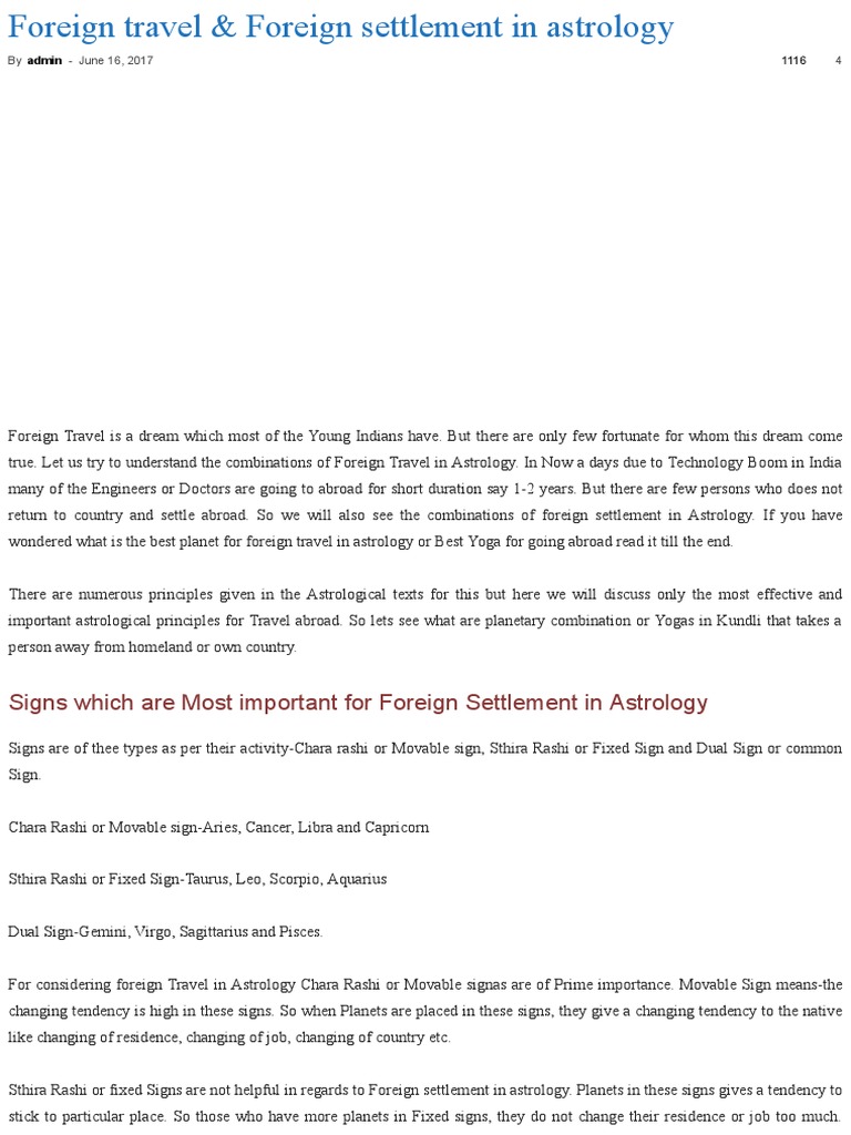 Foreign Travel Astrology