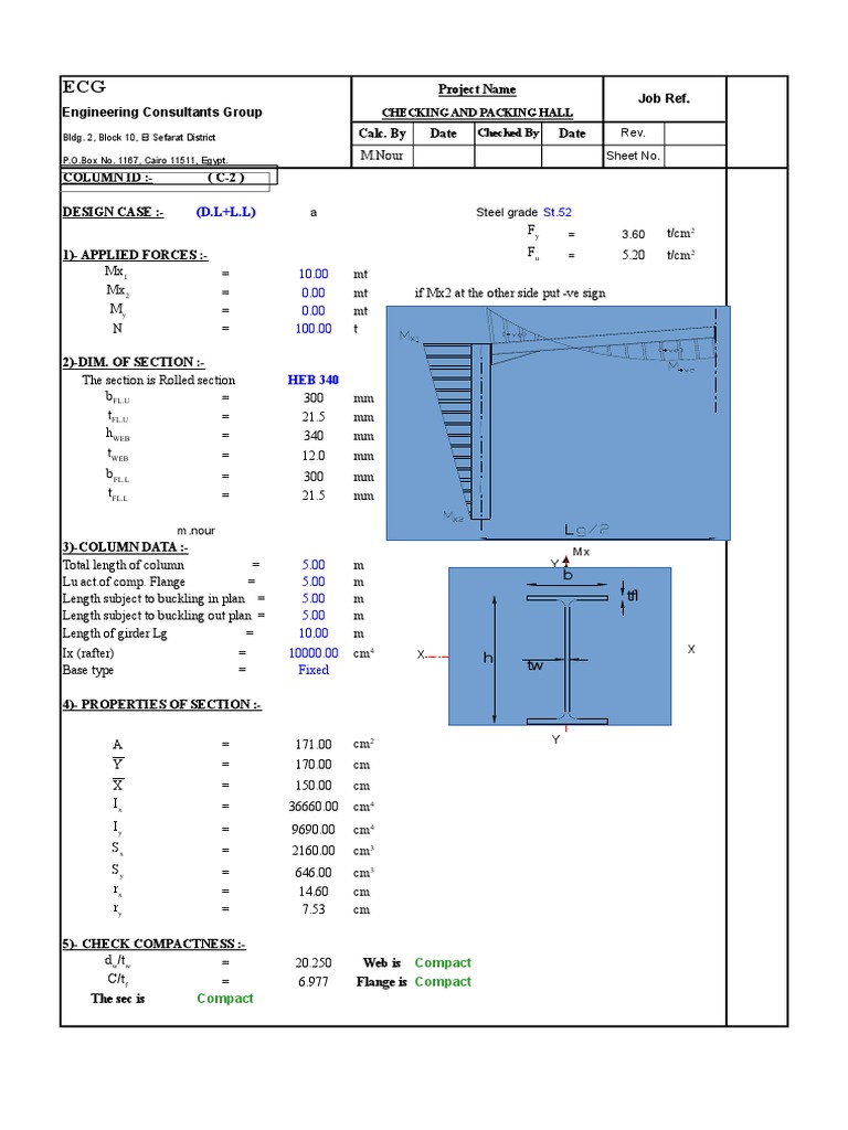 Structural Analysis for Packing Hall Column | PDF | Structural ...