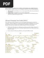 Advance Premium Tax Credit (APTC) : Rowid Data Types