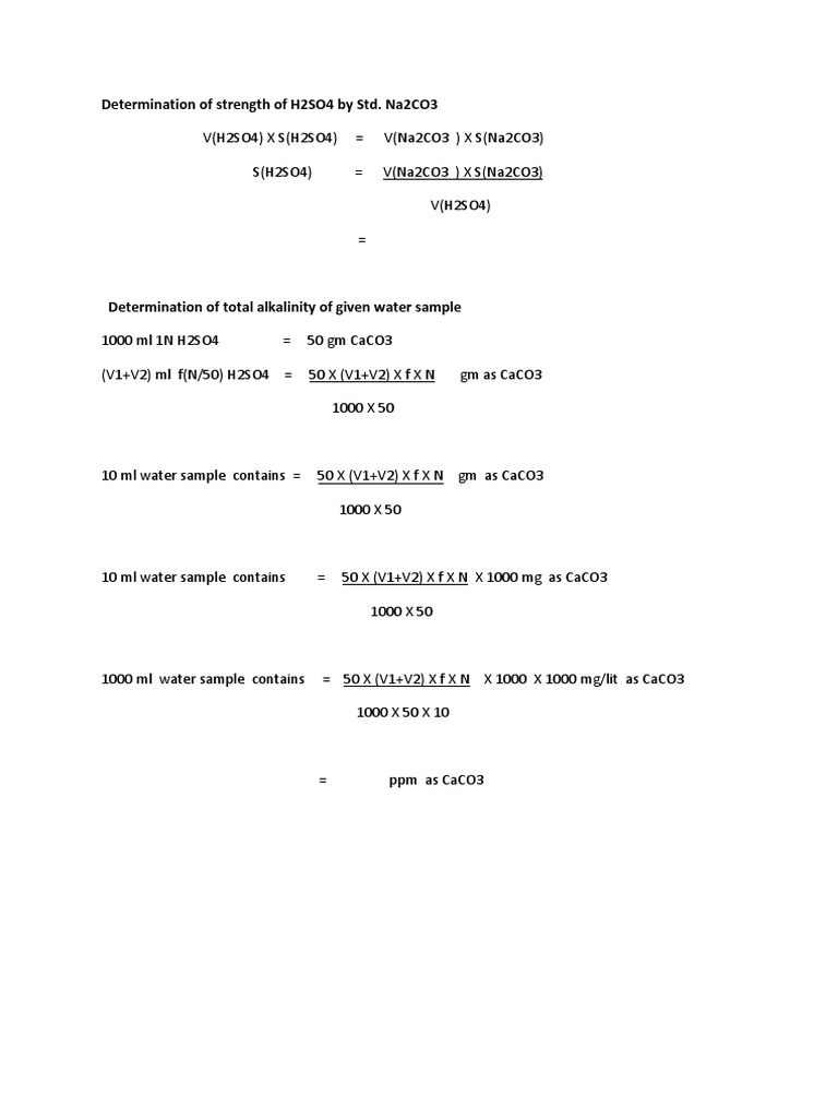 Total Alkalinity Calculation Formula | PDF