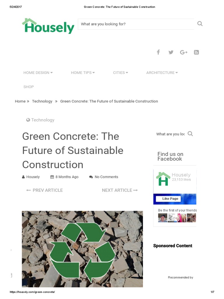 Green Concrete - The Future of Sustainable Construction | PDF | Green ...