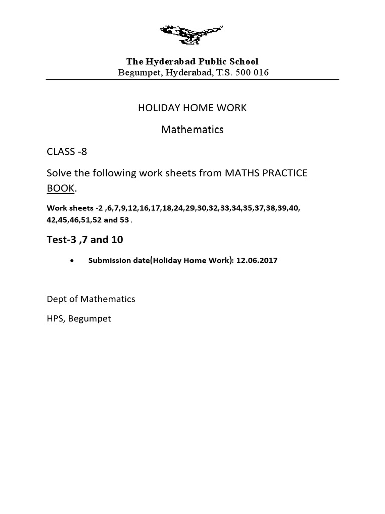 MATH-CLASS 8 Holiday HW | PDF | Teaching Methods & Materials