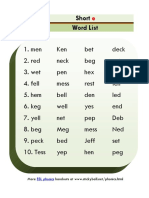 Short e - Word List and Sentences PDF