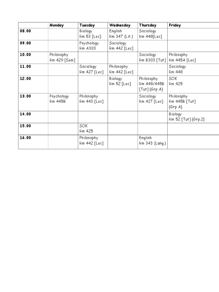 Time Table | PDF | Science & Mathematics