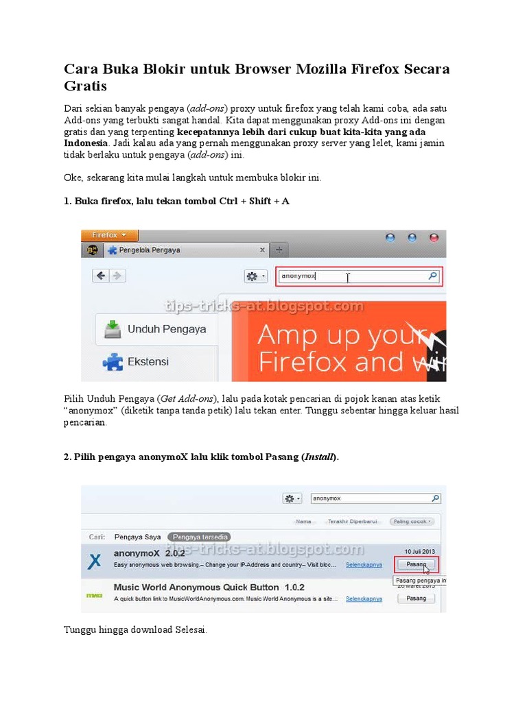 Anonymox Pengaya Untuk Firefox
