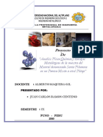 Análisis físico-químico y ensayos metalúrgicos de mineral Santa Filomena