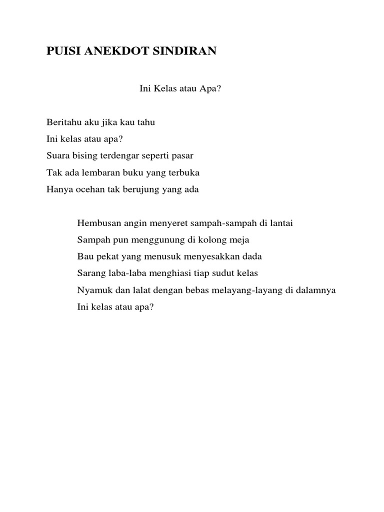 Contoh Puisi Anekdot Guru Paud