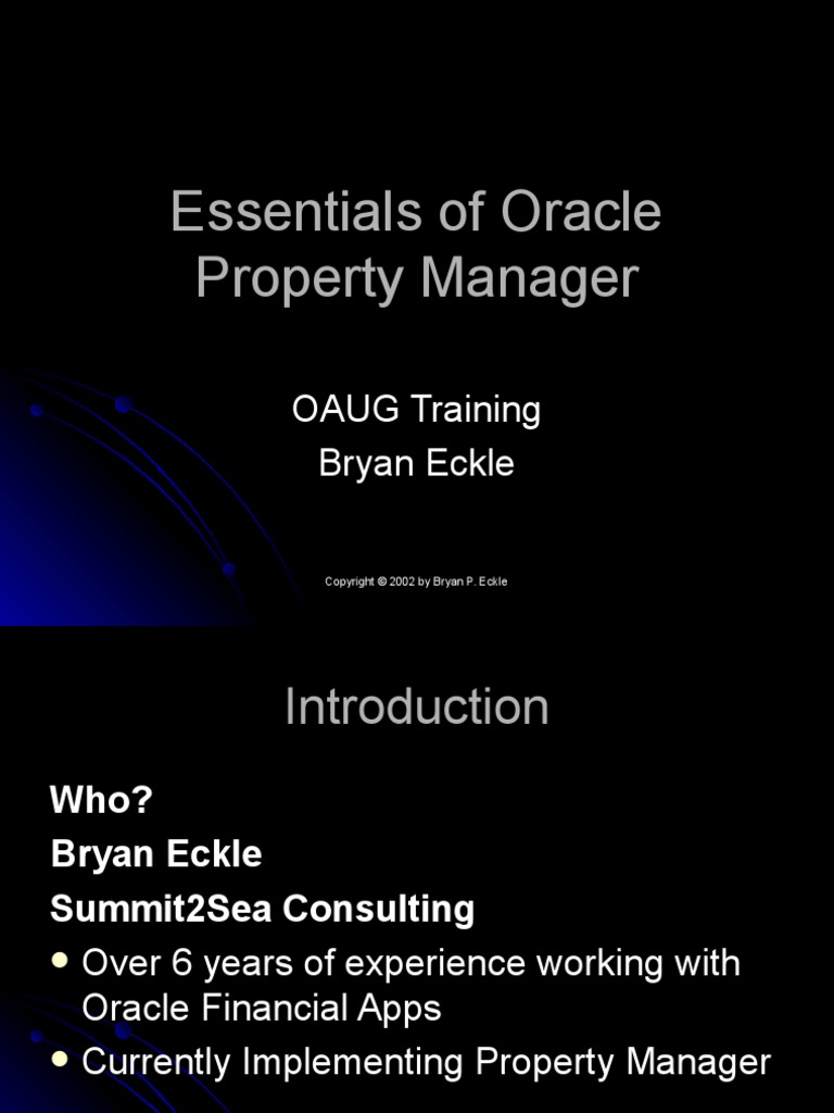 Essentials of Oracle Property Manager | PDF | Lease | Renting