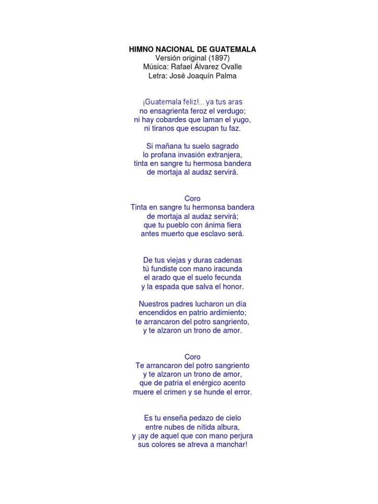 Himno Nacional De Chile Completo Letra Original