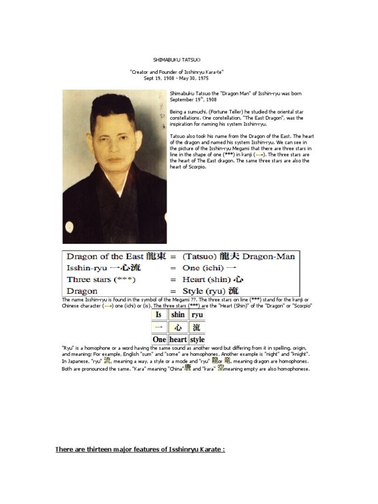 Isshinryu Karate Syllabus