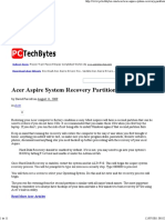 Acer Aspire System Recovery Partition