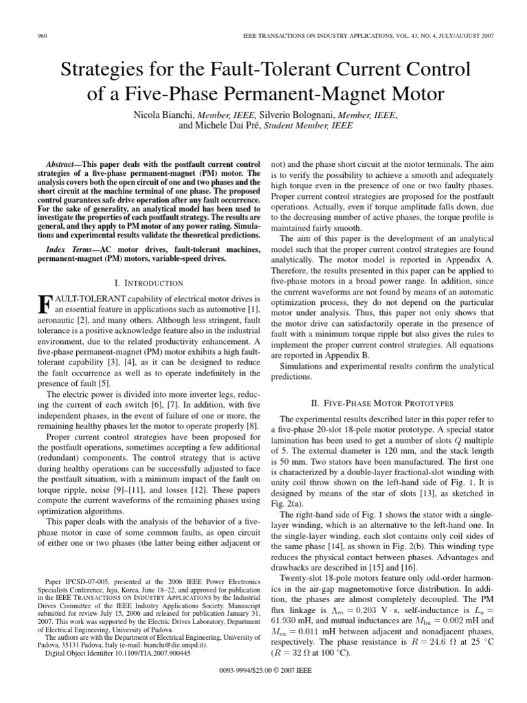 Strategies For The Fault Tolerant | PDF | Phase (Waves) | Electric Motor