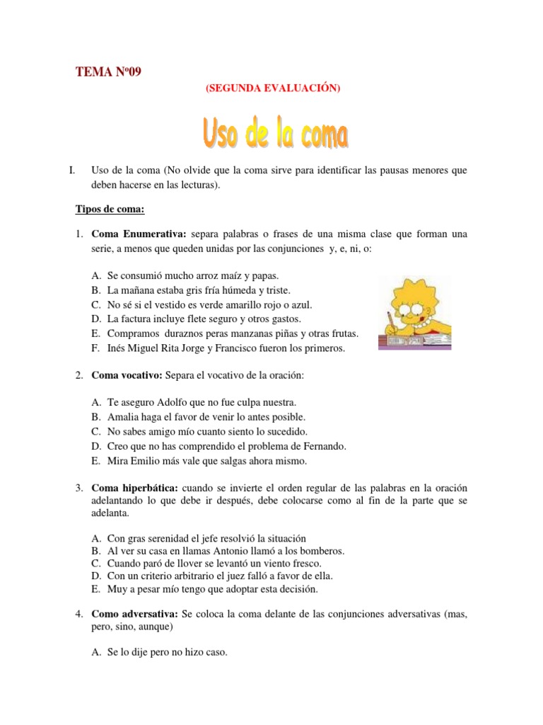 Uso y tipos de la coma en oraciones | PDF | Idiomas