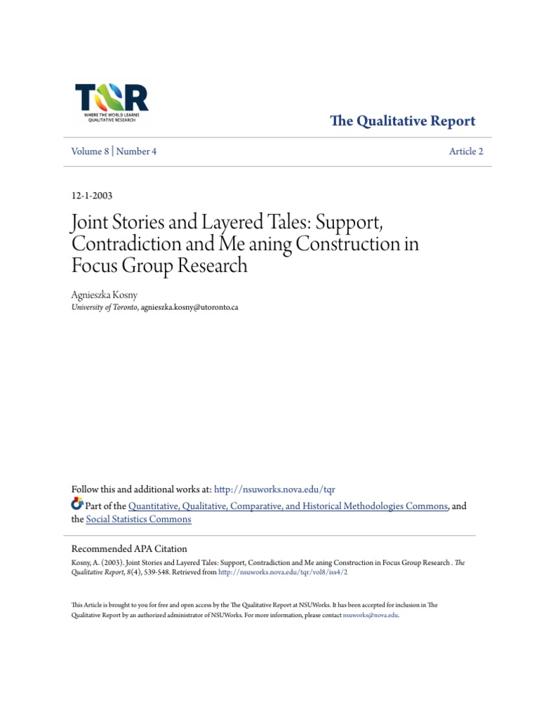 Joint Stories And Layered Tales Support Contradiction And Me Aning Construction In Focus Group Research Focus Group Qualitative Research