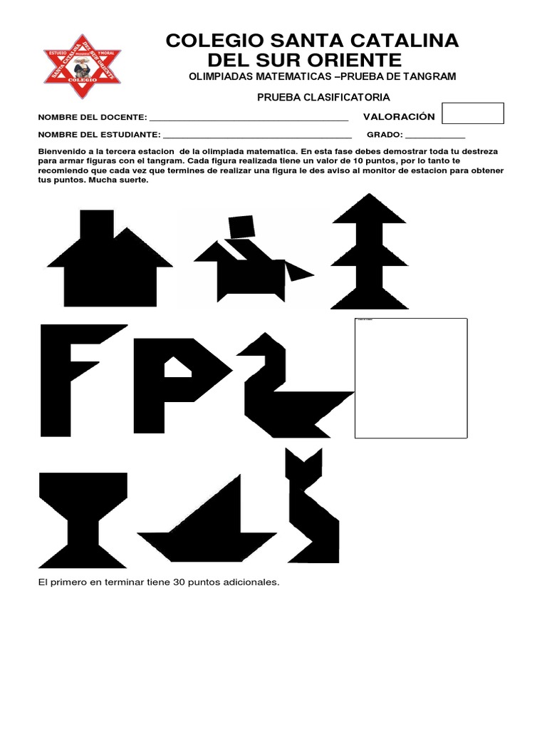 Prueba de Tangram en Olimpiadas Matemáticas | PDF