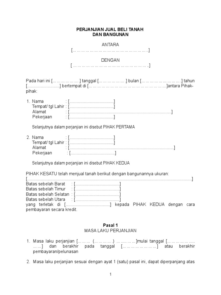 26. Contoh Surat Perjanjian Jual Beli Tanah & Bangunan Format Word.docx