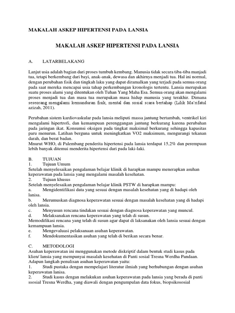 Makalah Askep Hipertensi Pada Lansia Docx