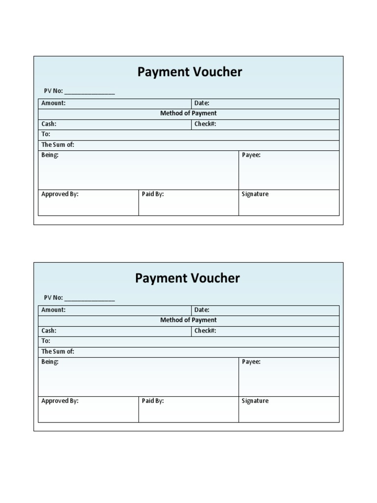 Cash Voucher Template