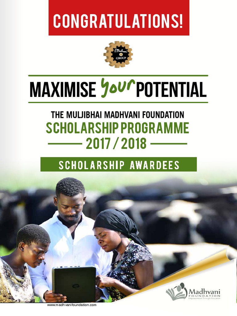Muljibhai Madhvani Foundation Scholarships 2017/2018 List For Awarded