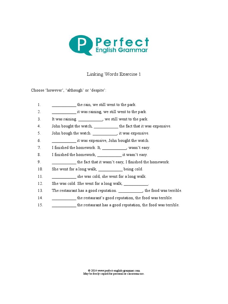 Linking Word Grammar Sentence Linguistics Verb
