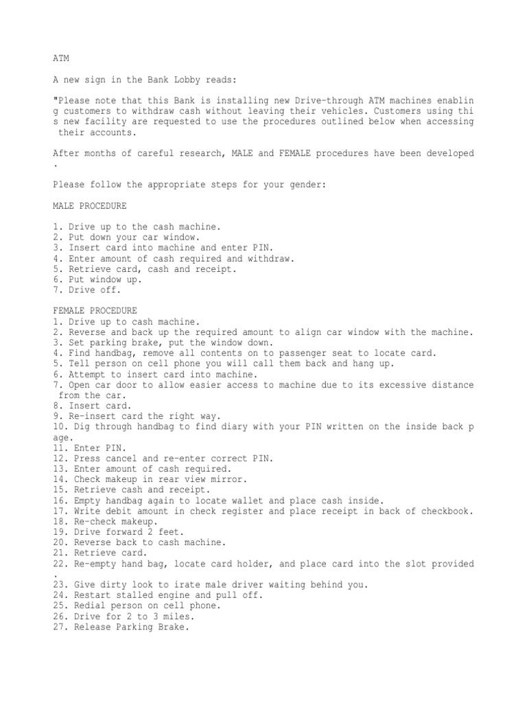 Drive-Through ATM Procedures | PDF | Finance & Money Management