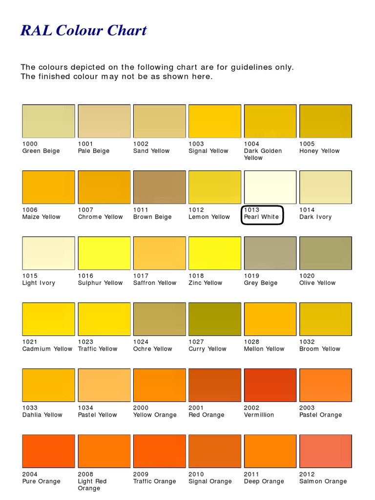 Comprehensive RAL Color Chart Guide | PDF | Blue | Yellow