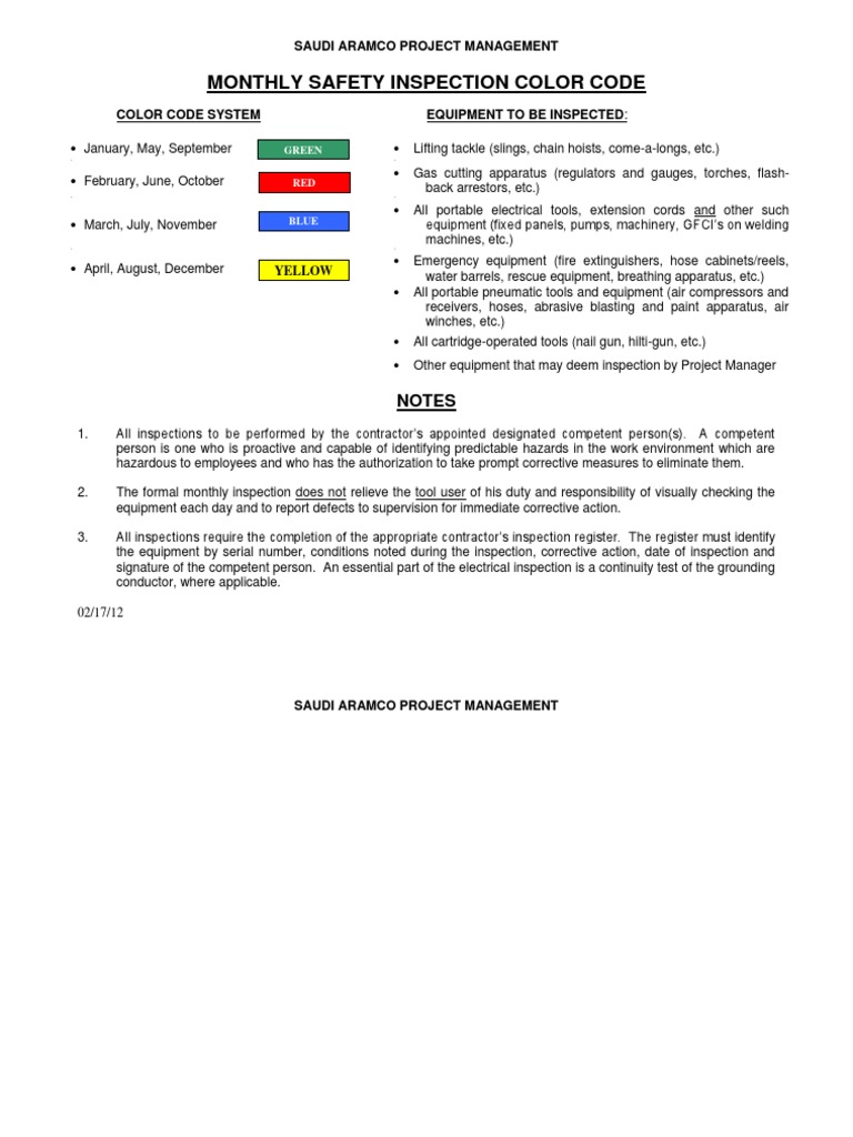 A 3 Pm Color Code Guide Manufactured Goods Equipment