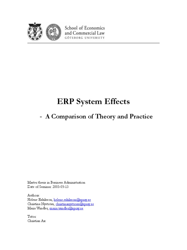 Evaluating The Effects of ERP Systems On Performance and Management PDF ...