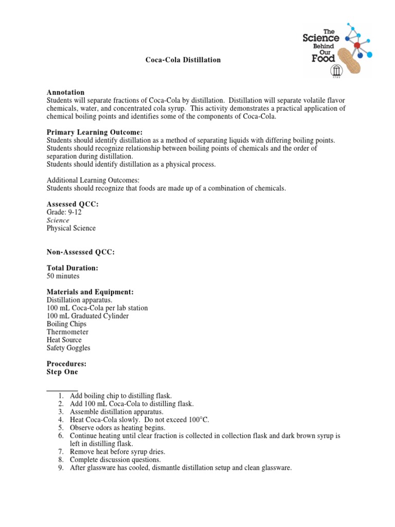 Coca Cola Distillation | PDF