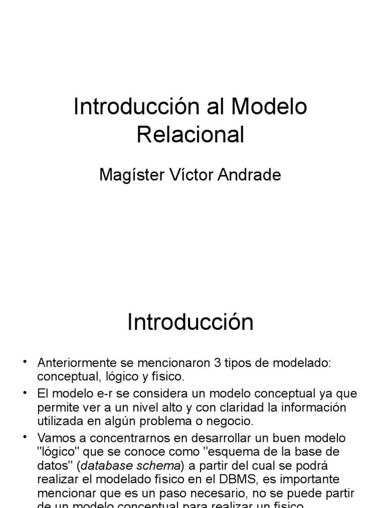 Introducción Al Modelo Relacional | PDF | Modelo relacional | Gestión de  datos