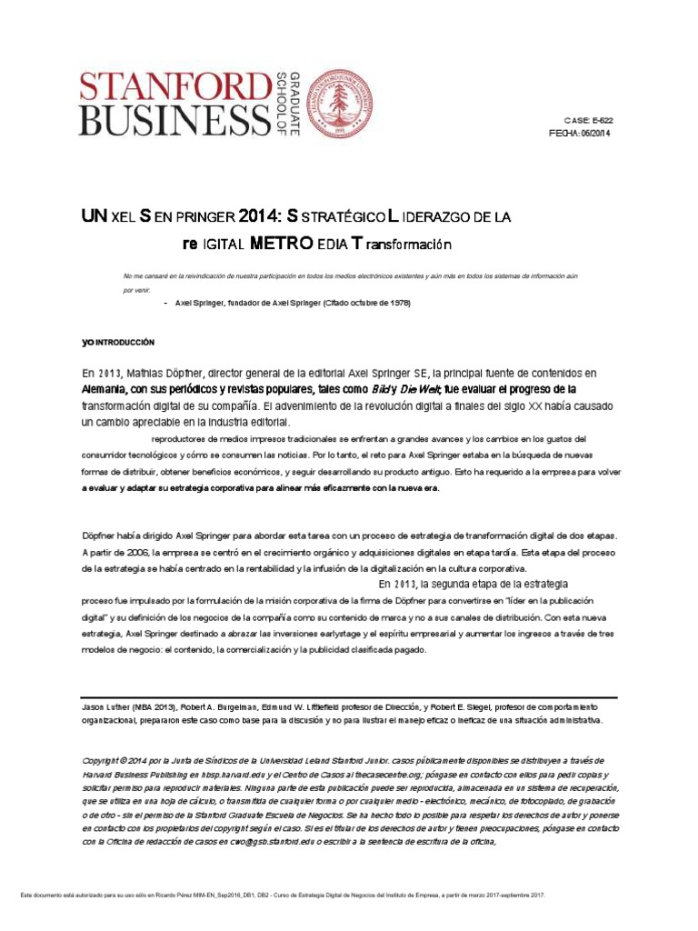 STRATEGIC LEADERSHIP OF THE DIGITAL MEDIA TRANSFORMATION - En.es PDF ...
