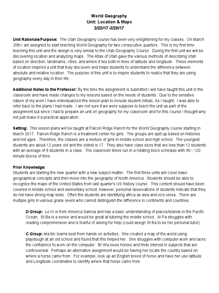 World Geography: Location & Maps Unit | PDF | Classroom | Teachers