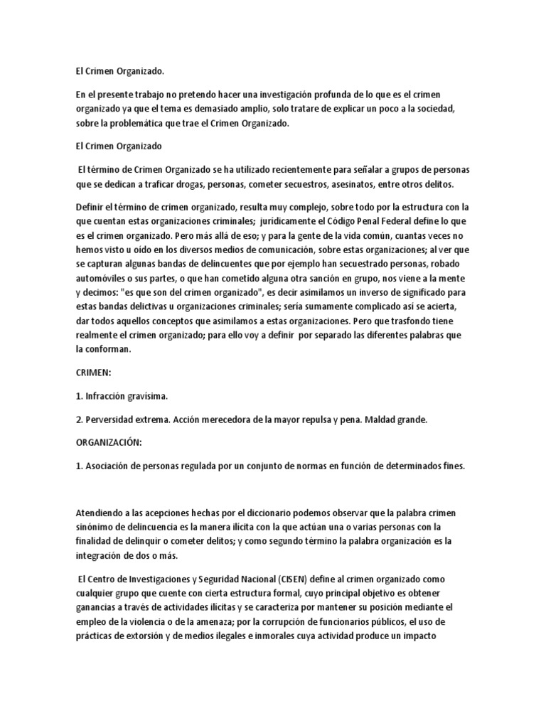 Impacto del Crimen Organizado en la Sociedad | PDF | Crimen organizado ...