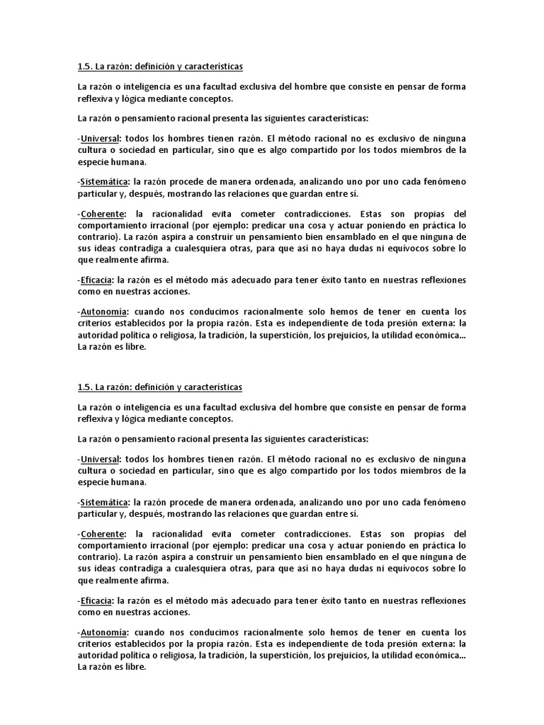 Definición y características de la razón | PDF | Supersticiones | Razón