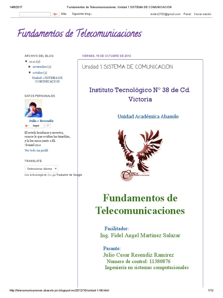 Fundamentos de Telecomunicaciones - Unidad 1 SISTEMA de COMUNICACION ...