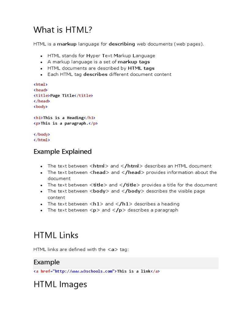 What Is HTML?: Example Explained | PDF | Html | Html Element